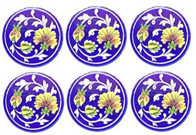 craft park Round Ceramic Coaster Set(Pack of 6)