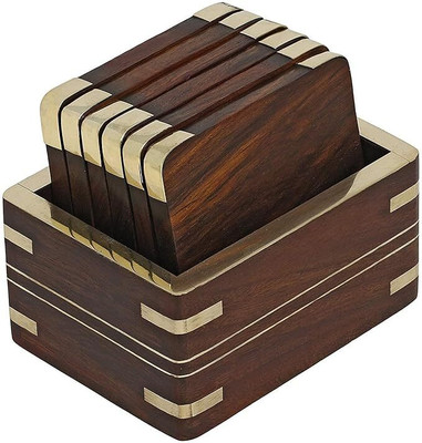 mtiban Rectangle Reversible Wood Coaster Set(Pack of 6)