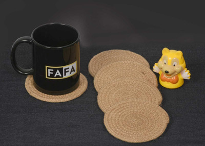 MATR Round Reversible Jute Coaster Set(Pack of 5)