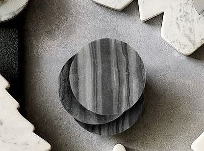 KRAFT CLOUDS Round Marble Coaster Set(Pack of 4)