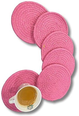 Onesto Round Reversible Cotton Coaster Set(Pack of 6)