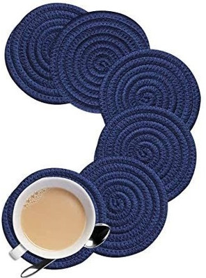 DKDECORATIVE Round Reversible Cotton Coaster Set(Pack of 5)