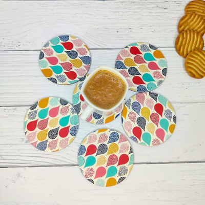 Zesta Round Wood Coaster Set(Pack of 6)