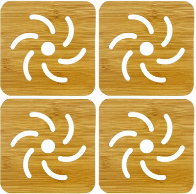 HOKiPO Square Bamboo Coaster Set(Pack of 4)