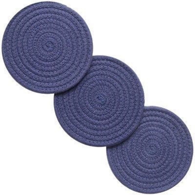 DKDECORATIVE Round Reversible Cotton Coaster Set(Pack of 6)