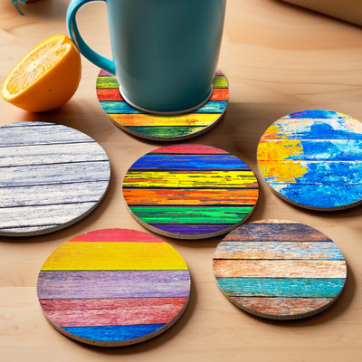 UMAI Round Ceramic Coaster Set(Pack of 6)