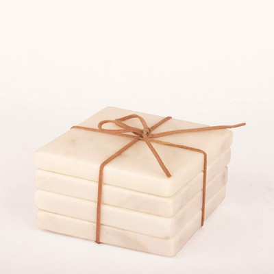 MBSC Square Reversible Marble Coaster Set(Pack of 4)