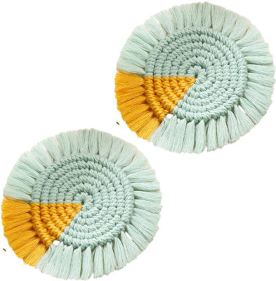 R.P CRAFT INDIA Round Organic Cotton Coaster Set(Pack of 6)
