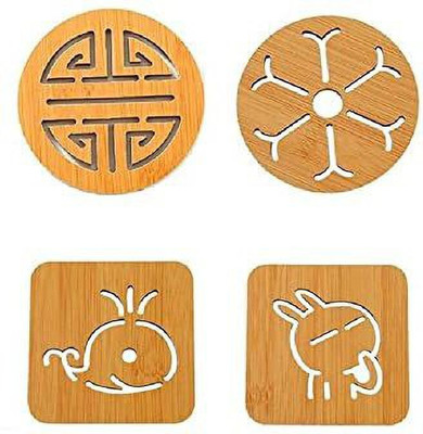 olwick Square Reversible Wood Coaster Set(Pack of 4)