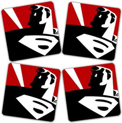Get Fatang Square Reversible Medium Density Fibreboard Coaster Set(Pack of 4)