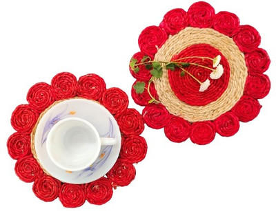 MUKHERJEE HANDICRAFTS: TRANSFORMATION OFLIFE........ Round Reversible Jute Coaster Set(Pack of 2)