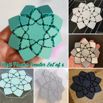 MiniatureWorld Round Reversible Polypropylene Coaster Set(Pack of 6)