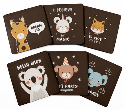 Inkdotpot Square Wood Coaster Set(Pack of 6)