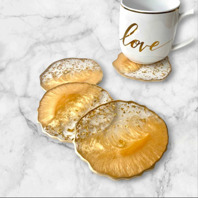 CBM CRAFTARA BY MONIKA Round Resin Coaster(Pack of 4)