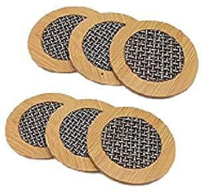 Tadatmay Round Wood Coaster Set(Pack of 6)