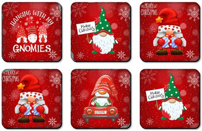 Raptech Square Wood Coaster Set(Pack of 6)