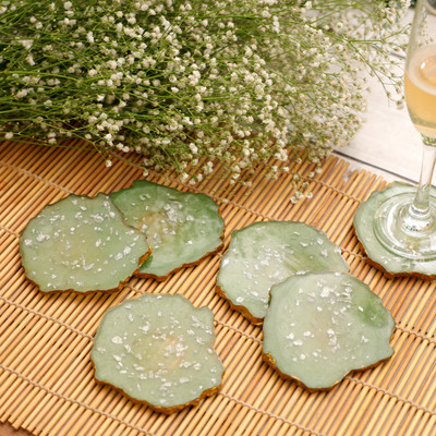 DULI Oval Reversible Resin Coaster(Pack of 6)