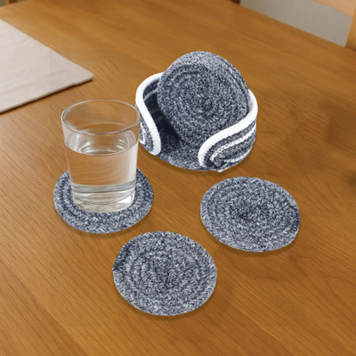 globenox Round Reversible Cotton Coaster Set(Pack of 6)