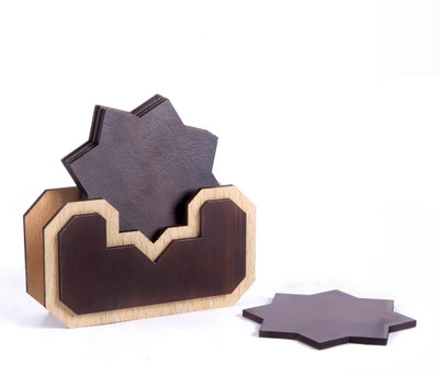 KD SAPRA Hexagon Reversible Wood Coaster Set(Pack of 3)
