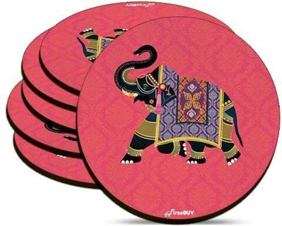FirseBUY Round Wood Coaster Set(Pack of 6)