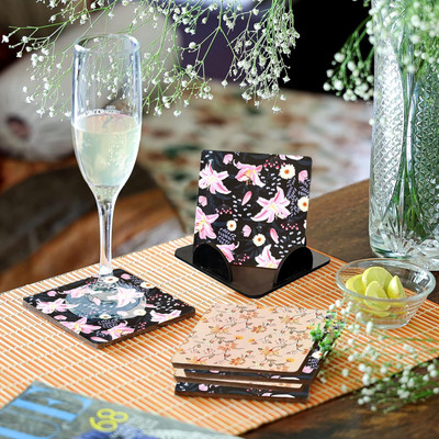 Sketchfab Square Wood Coaster Set(Pack of 6)