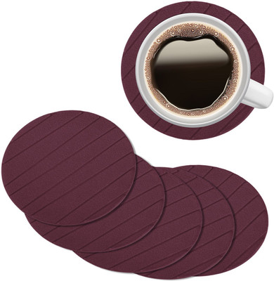 KUBER INDUSTRIES Round Reversible Rubber Coaster Set(Pack of 6)
