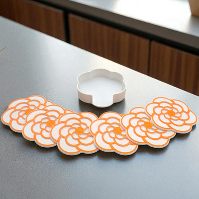 HRs Craft Round Polyester Coaster Set(Pack of 6)