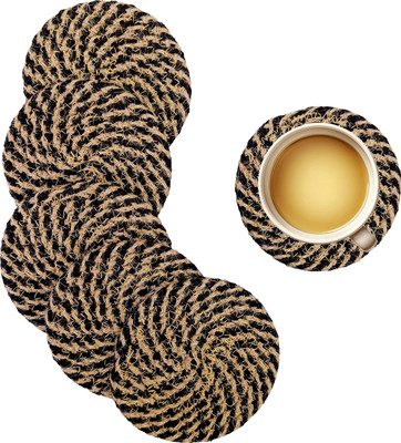 Casa Snug Round Reversible Cotton Coaster Set(Pack of 6)