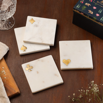 Ritualistic Square Marble Coaster Set(Pack of 4)