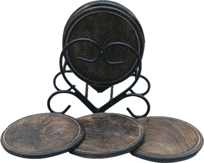 think n crafts Heart Reversible Wood Coaster Set(Pack of 6)