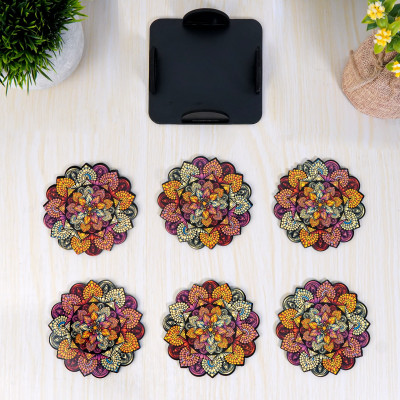 Sketchfab Round Wood Coaster Set(Pack of 6)