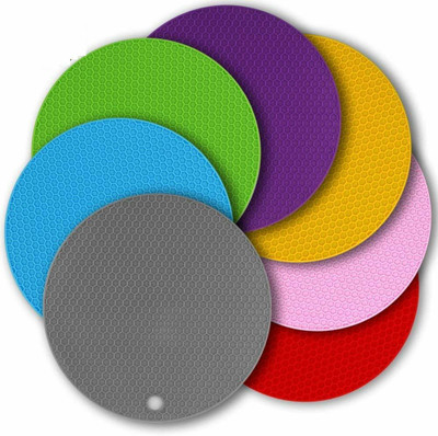 Easymart Round Reversible Rubber Coaster Set(Pack of 6)