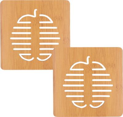 NFI essentials Square Reversible Wood Coaster(Pack of 2)