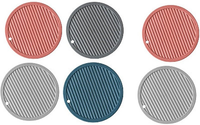ShilpSukh Round Reversible PVC Coaster Set(Pack of 6)