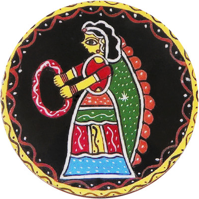 INDIAN ARTISANS Round Reversible Woolen Coaster Set(Pack of 4)