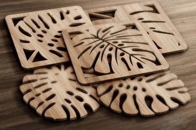 UnitedMaama Rectangle Wood Coaster Set(Pack of 6)