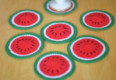 Loveandloopby MK Round Reversible Woolen Coaster Set(Pack of 6)