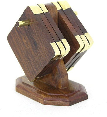 EcoWuuD Rectangle Reversible Wood Coaster Set(Pack of 6)