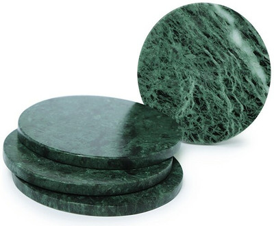 SharadShoppe Round Reversible Marble Coaster Set(Pack of 4)