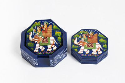 HASTAM Hexagon Wood Coaster Set(Pack of 6)