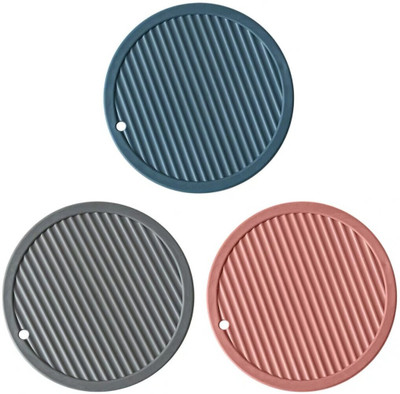olwick Hexagon Reversible Rubber Coaster Set(Pack of 3)