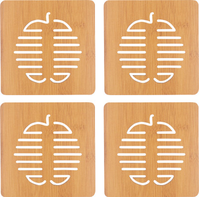 NFI essentials Square Reversible Wood Coaster(Pack of 4)