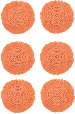 MUD FACTORY Round Cotton Coaster Set(Pack of 6)