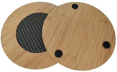 primetreads Round Reversible Wood Coaster(Pack of 2)