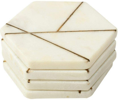 MBSC Hexagon Marble Coaster Set(Pack of 4)