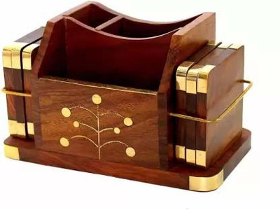 webshoppee Rectangle Reversible Wood Coaster(Pack of 6)