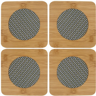 Casanest Round Reversible Bamboo Coaster Set(Pack of 4)