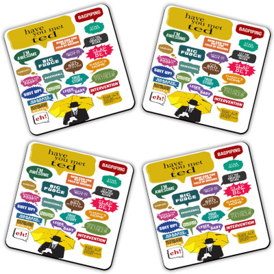 Get Fatang Square Reversible Wood Coaster Set(Pack of 4)
