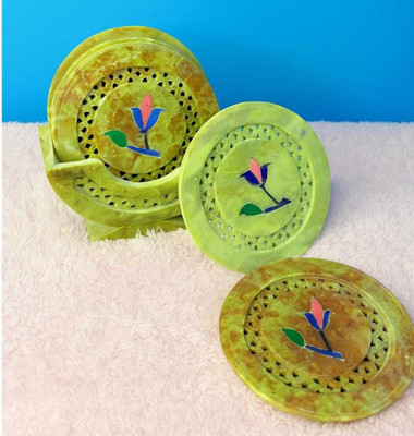 KalaReach Creations Round Reversible Marble Coaster(Pack of 6)