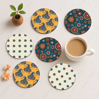 Hothouse Square Medium Density Fibreboard Coaster Set(Pack of 6)